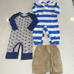 9 mo. Month Baby Onesie Lot + Shorts - Ralph Lauren and Feather Baby